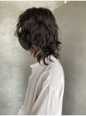 ロン毛　レイヤーパーマ　ウルフカット　スパイラルパーマ