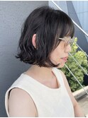 ボブパーマ/黒髪パーマ/切りっぱなしボブ