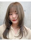 ミルクティーアッシュ/韓国風ロングレイヤー/20代30代40代