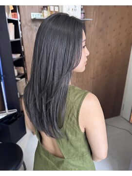 零秒女髪 千里丘店 上品な大人女性の艶カラーセミロング髪質改善艶髪美髪艶感