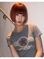 オルズ 渋谷(ALLZ)&nbsp;ペールオレンジブラウン切りっぱなしショートボブ渋谷ブリーチ