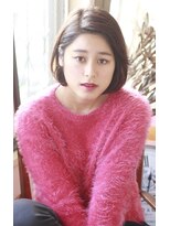 ヘアアンドメイク エジェリ(hair&make egerie) ブラウニーカラーの外人風耳かけボブ ハイライト 恵比寿