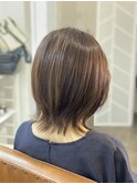 大人可愛いダークアッシュ白髪ぼかしこなれミディアム代官山