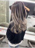 【梅田】バレイヤージュホワイトバレイヤージュホワイトカラー