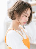 マロンベージュニュアンスパーマ小顔丸みボブc6越谷20代30代40代