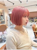 チェリーピンク×レイヤーボブ