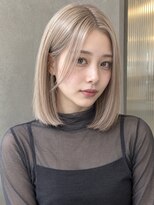 モト 船橋(moto)&nbsp;韓国ミニボブシースルーバング艶髪ミルクティーベージュ船橋