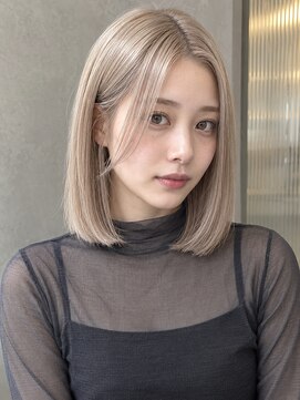 モト 船橋(moto) 韓国ミニボブシースルーバング艶髪ミルクティーベージュ船橋