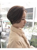 横顔美人ショート×極細ハイライト