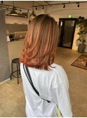 オレンジ好きさん必見！バレイヤージュ_pure orange_