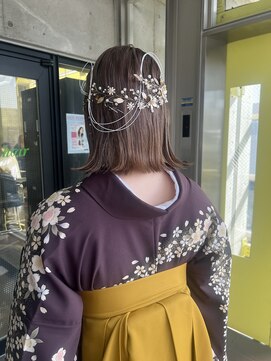 ガルボ ヘアー(garbo hair) ボブ　卒業式アレンジ　ヘアセット　袴　着付け　金箔　水引