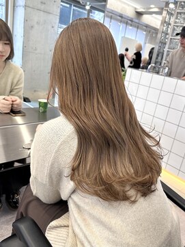 サンクプロジェクト(cinq PROJECT) 韓国風顔周りレイヤーカットミルクティーベージュブラウンカラー