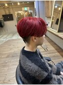 韓国アイドル風センターパート×レッドカラーあか