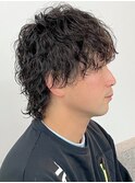 束感 ミディアムウルフ ウェーブパーマ 波巻きパーマ