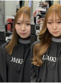 ロングレイヤーカット顔周りシールエクステ春ヘーゼルグレージュ