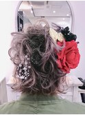 ハーフアップ セット ミディアム ヘアアレンジ