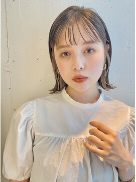 ビーチ(BEACH) ブルーグレージュ結べる大人ボブ透けバングアンニュイヘア