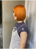 オレンジカラー/ぱっつんボブ/ミニボブ［南青山］