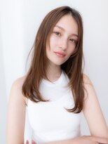 20代30代大人かわいい斜めバングレイヤーカットシルキーベージュ