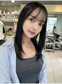 縮毛矯正/髪質改善トリートメント/ミディアムヘア/グレージュ