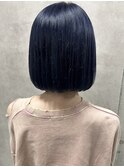 ネイビーカラー/ケアブリーチ/ボブ/韓国
