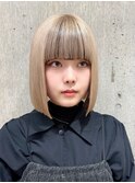 丸みショートボブヘアダブルカラーケアブリーチカラーハイトーン