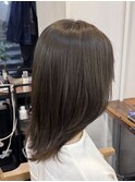 ホワイトグレージュミニウルフデジタルパーマチェリーブラウン