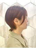 インナーカラー/イヤリングカラー/ショートボブ/オレンジカラー