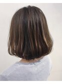 大人可愛い内巻きワンカールボブ☆透明感グレーアッシュ