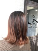 【 バレイヤージュ×アプリコットオレンジ】Alma hair 青木杏奈