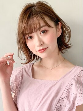キリ 表参道(kyli) 大人かわいいコテ風パーマボブルフ小顔カット薄めバング外ハネ＊