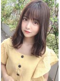大人かわいい小顔セミディフェザーバングロングボブ30代吉祥寺