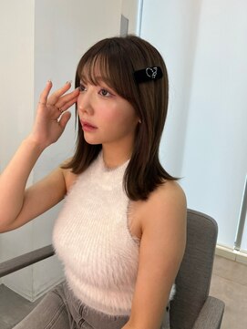 ノク 渋谷(nok) ぱつっとミディアム_グレージュカラーココアベージュボブウルフ