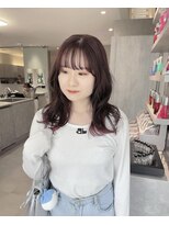 ソル(SOL)&nbsp;セミロング/ピンクブラウン/デザインカラー/ヘアカラー/韓国ヘア