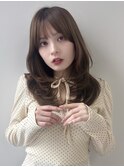 韓国ヘア/前髪カット/レイヤーカット/ベージュ/ミディアム