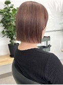 タッセルボブミルクティーピンクベージュ顔まわりレイヤーカット