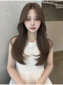 韓国/小顔/黒髪/ココアベージュ/銀座/レイヤーカット