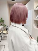 ピンクカラー/ハイトーンボブ/ピンクベージュ