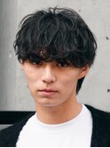 心斎橋シャドウパーマメンズマッシュウルフカット波巻きパーマ