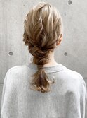 ◯ポニーテールシニヨン編み込み着物ドレスヘアハープアップ