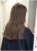 くすみマロンベージュ透明感ロングイメチェン外ハネ美髪カラー