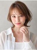 前髪 外ハネボブ くびれヘア ハイライトカラー"