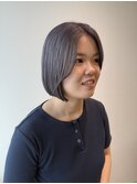 ラベンダーグレージュ/ハイトーン/グレージュ/切りっぱなしボブ