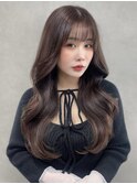 C192チョコレートブラウン韓国レイヤーくびれ巻き髪質改善