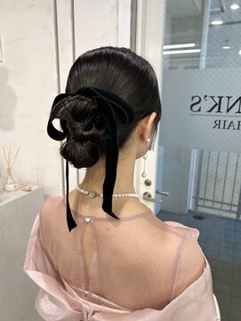 ツヤツヤリボンシニヨン