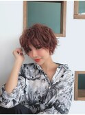 カーキグレージュマッシュショートボブフェザーバング(所沢)