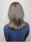 シルキーべージュ_マロンベージュ Aラインボブ かきあげ
