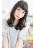 オン眉前髪カール♪ダークグレージュくせ毛風セミディa1