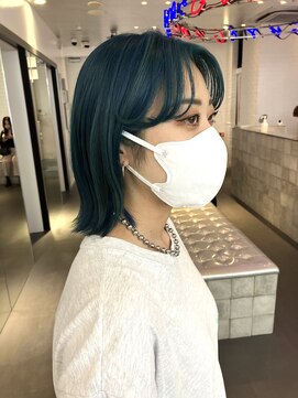 ゲーム 渋谷店(GAME) ダブルカラーターコイズカラーケアブリーチハイトーンカラー韓国