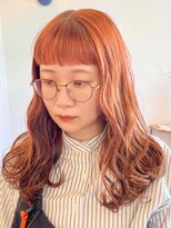 ヘアー ミュゼ 大西店(HAIR Musee) オレンジブラウン/ぱっつん前髪/ハイトーンカラー